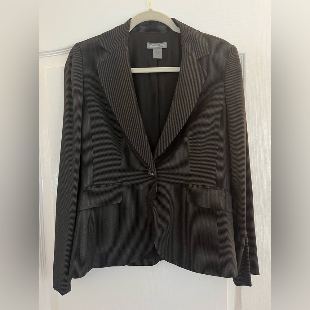 Ann Taylor Black Pinstripe Suit Blazer